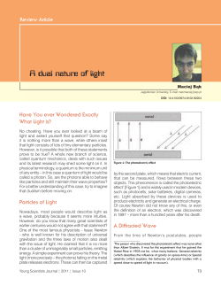 A dual nature of light - Young Scientists Journal