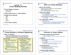 Formal Modeling - Department of Computer Science