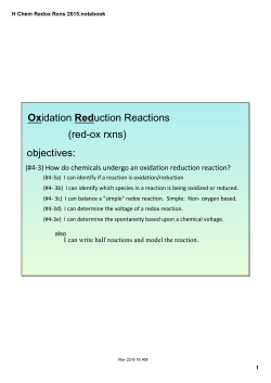 H Chem Redox Rxns 2015.notebook