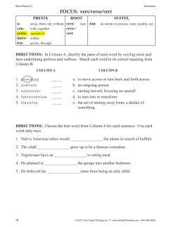 FOCUS: vers/verse/vert - The Critical Thinking Co.