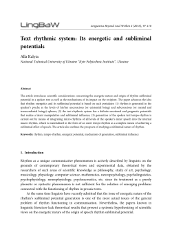 Text rhythmic system: Its energetic and subliminal potentials