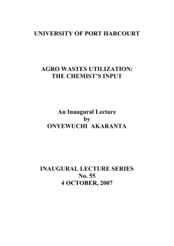55th Inaugural Lecture - University of Port Harcourt