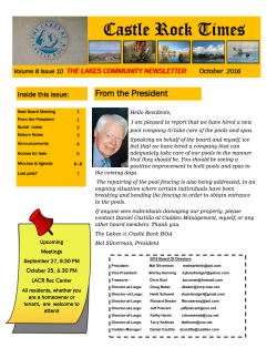 From the President - The Lakes at Castle Rock