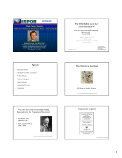 The Affordable Care Act The Historical Context
