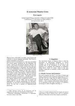 In memoriam Maurice Gross