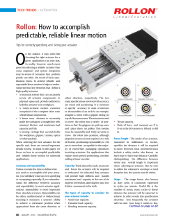 Rollon: How to accomplish predictable, reliable linear motion