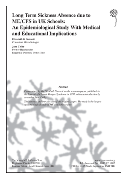Long Term Sickness Absence due to ME/CFS in UK Schools: An