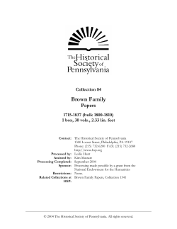 Brown Family - Historical Society of Pennsylvania