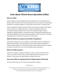 Facts about Clinical Nurse Specialists (CNSs)