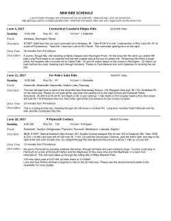 NBW RIDE SCHEDULE