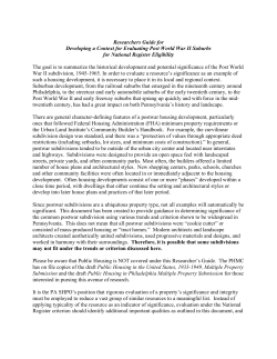 Post War Suburbs - Pennsylvania Historical and Museum Commission