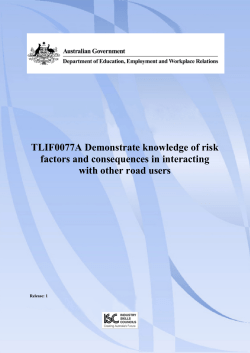 TLIF0077A Demonstrate knowledge of risk factors and