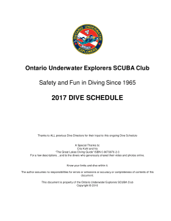 2017 OUE Summer Dive Schedule