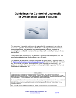Guidelines for Control of Legionella in Ornamental Water Features