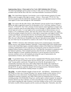 Implementing Gideon v Wainwright in New York: Still Unfinished