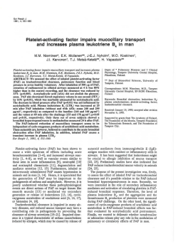 Platelet-activating factor impairs mucociliary transport and increases