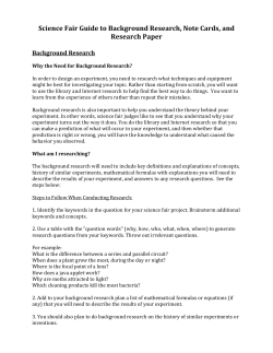 Science Fair Guide to Background Research
