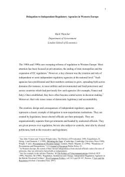 Delegation to Independent Regulatory Agencies in Western Europe