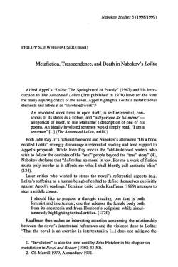 Metafiction, Transcendence, and Death in Nabokov`s Lolita