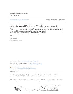Latinate Word Parts And Vocabulary:contrasts Among