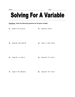 Solving for a Variable