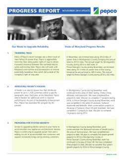 Our Work to Upgrade Reliability State of Maryland Progress