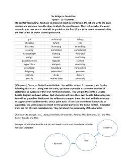 The Bridge to Terabithia Quiz #-
