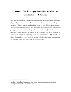 LifeGoals: The Development of a Decision