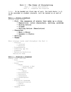 Unit I &ndash; The Power of Storytelling ~ Plot: the sequence of events that