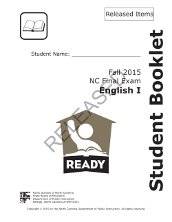 english i &mdash; released items - North Carolina Public Schools