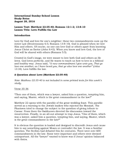 International Sunday School Lesson Study Notes August 28, 2016