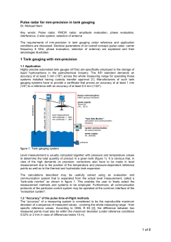 1 of 8 Pulse radar for mm-precision in tank gauging 1 Tank gauging