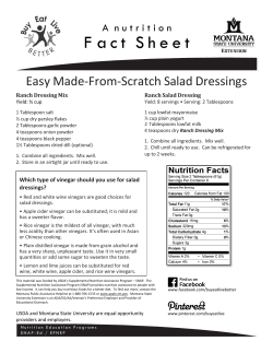 Salad Dressings - Nutrition Education Program