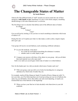 The Changeable States of Matter
