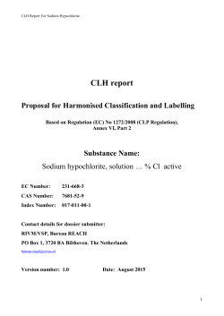 CLH report Proposal for Harmonised Classification and