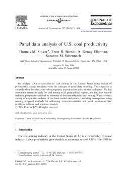 Panel data analysis of US coal productivity