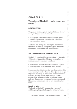 CHAPTER 2 The reign of Elizabeth I: main issues and events