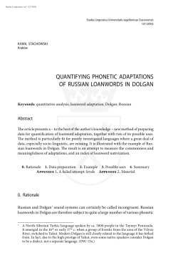 QUAntIFyIng phonetIC AdAptAtIons oF rUssIAn LoAnWords In doLgAn