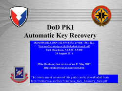 DoD PKI Automatic Key Recovery