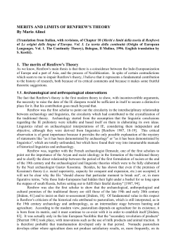 MERITS AND LIMITS OF RENFREW`S THEORY By Mario Alinei 1