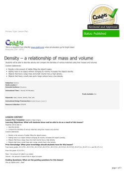 Density &ndash; a relationship of mass and volume