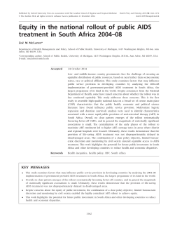 Equity in the national rollout of public AIDS treatment in South Africa