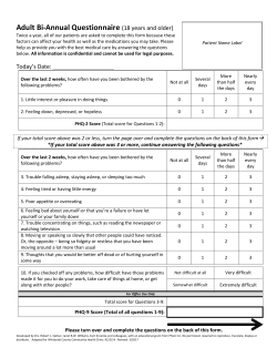 Patient Health Questionnaire - Whiteside County Health Department