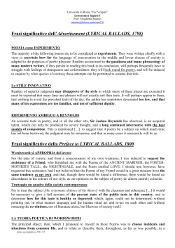 Frasi significative dell`Advertisement (LYRICAL BALLADS, 1798