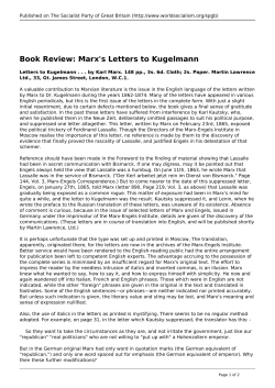 Book Review: Marx`s Letters to Kugelmann