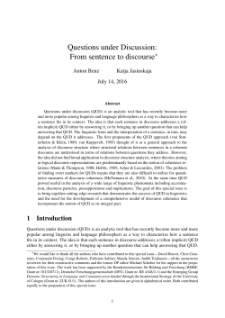 Questions under Discussion: From sentence to discourse