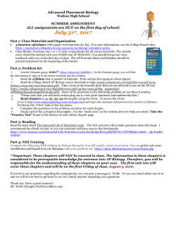 AP Biology Summer Assignment 2017