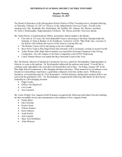 METROPOLITAN SCHOOL DISTRICT OF PIKE TOWNSHIP Regular