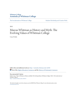 Marcus Whitman as History and Myth: The Evolving Values of
