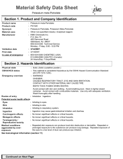 Material Safety Data Sheet